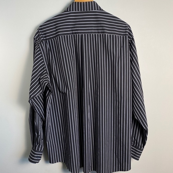 Leo Chevalier Design Men's Black/Gray Stripe Long Sleeve Button Dress Shirt 17.5 - Picture 5 of 10